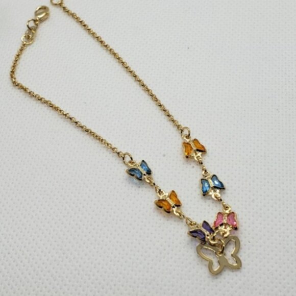 Brand New Brazilian 18k Gold Filled Butterflies Anklet - Picture 2 of 3
